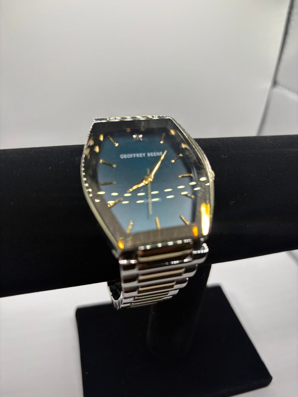 Geoffrey Beene Two-Tone Tonneau Watch Men's Diamond Accent Dial